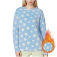 thumbnail image 2 of XuJwPNcy Women's Fuzzy Pajama Tops Long Sleeve Fleece Pj Winter Warm Sleeping Pullover Soft Fuzzy Printed Sleepwear（Light Blue,X-Large), 2 of 6