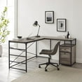 thumbnail image 4 of Angle Iron L-Shaped Computer Desk with Storage in Gray Wash, 4 of 8