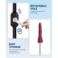 thumbnail image 4 of Parasol de Patio Parasol de Marché 9 Pi Rouge Profond - 8 Baleines Imperméable et Protection UV, Inclinaison et Manivelle pour Table Extérieure, Jardin, Terrasse, au Bord de la Piscine (Lot de 1), 4 of 7