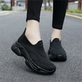 thumbnail image 3 of YOURDIARY Women's Slip-On Sneakers Wide Width Comfort Walk Joy Tennis Shoes Flats Black, 3 of 5
