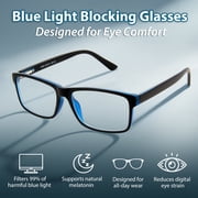 BLUE CUT Blue Light Blocking Glasses for Screen Time, Computer Glasses for Adults, Black/Blue