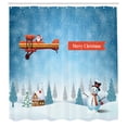 thumbnail image 3 of Ambesonne Christmas Shower Curtain, Santa Plane Snowman, 69"Wx75"L, Blue Orange, 3 of 5