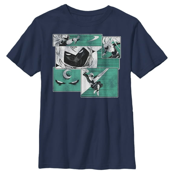 Boy's Marvel Moon Knight Panels Graphic Tee Navy Blue Medium