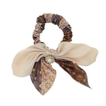 Unique Bargains 1 Pc Bohemian Bow Scrunchies for Home Beige Brown