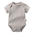 thumbnail image 2 of Hessimy Baby Romper Plain Color Summer Baby Girl Clothes Short Sleeve Girl Clothes 6-12 Months solid colour base bodysuits (Light Gray,18-24 Months), 2 of 4