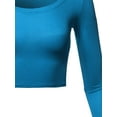 thumbnail image 4 of FashionOutfit Women's Made in USA Basic Casual Solid Stretchable Scoop Neck Long Sleeve Crop Top, 4 of 5