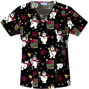 Very Merry Frosty V-Neck Scrub Top