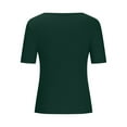 thumbnail image 5 of Women's Short Sleeve Square Neck T Shirts 2024 Summer Slim Fitted Ribbed Knit Basic Casual Tee Tops, 5 of 6