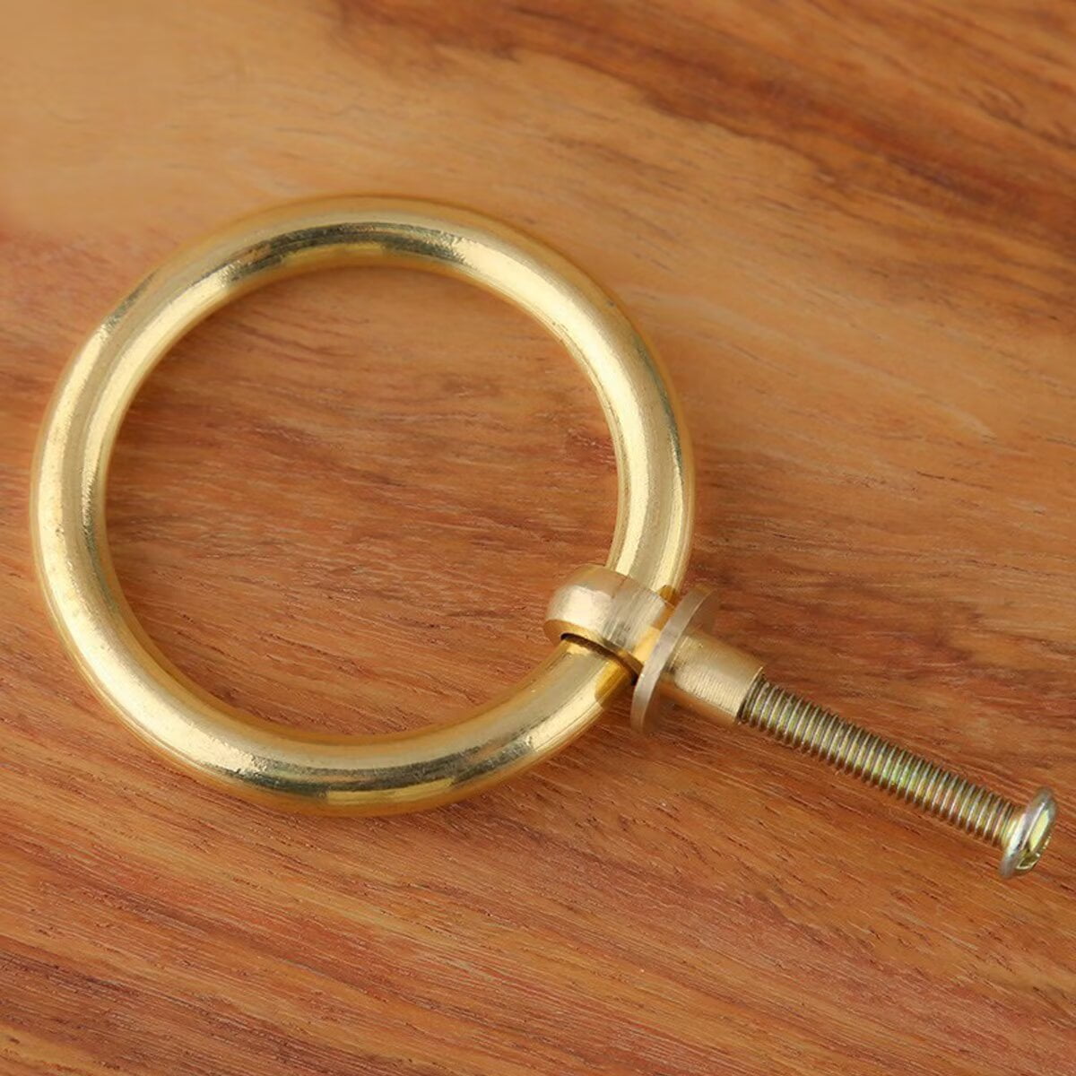 HDJNal 10Pcs 40mm Solid Brass Antique Brass Pulls for Dresser Drawer Ring Pulls Furniture Hardware Brushed Gold Wardrobe Door Handles,Modern Drawer Pulls