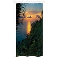 thumbnail image 1 of Rainforest Stall Shower Curtain, Rainforest Sunrise on Ocean Seaside Hills Tropical Plants Leaves Print, Fabric Bathroom Set with Hooks, 36W X 72L Inches Long, Green Blue Orange, by Ambesonne, 1 of 1