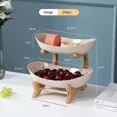 thumbnail image 1 of 3 Tier Plate Holder Set Table Fruit Bowl Plates Kitchen with Floors Partitioned Candy Cake Trays Wooden Tableware Dishes 2 Tier Beige, 1 of 6