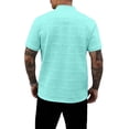 thumbnail image 4 of Mens Casual Henley Shirt Short Sleeve Golf Shirts Textured Summer Vacation Tops,Turquoise 2XL, 4 of 4