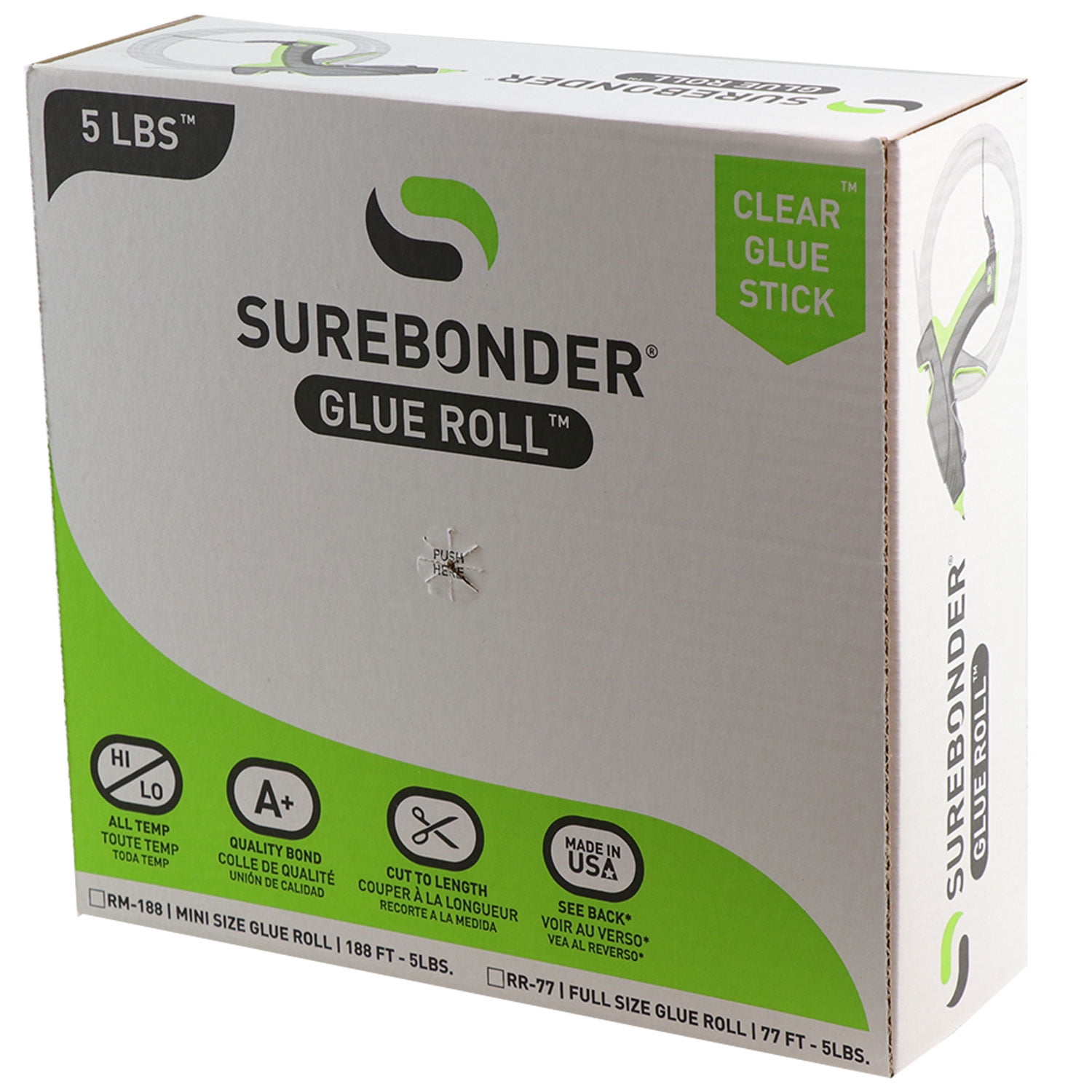 Surebonder Mini Size 188 ft All Purpose Long Mini Hot Glue Stick Roll for Uninterrupted Glueing, 0.27 Inch Diameter, 5 lb Box, Clear