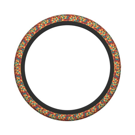 XMXY Car Steering Wheel Cover, Retro Triangle Polygon Non-Slip Jeep Truck Universal Elastic Steering Wheel Protector 15 inch