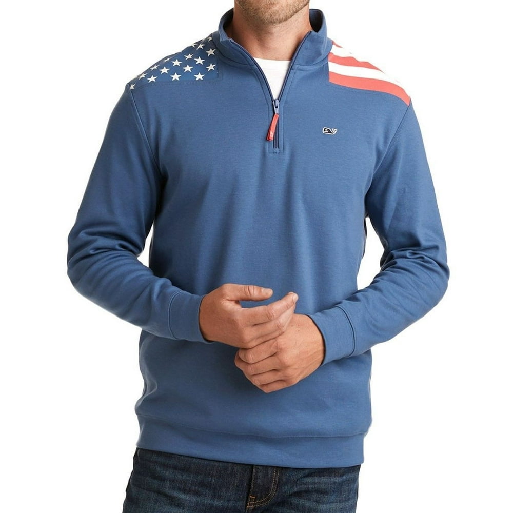 Vineyard Vines vineyard vines men's flag cotton jersey 1/4 zip