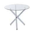 thumbnail image 4 of Set of 3 Dining Table Chair Set Round Glass Dining Table Small Kitchen Table Modern Circle Dining Room Table 32" with Wood Legs for Dinner Small Spaces 2 PU Leather White, 4 of 8