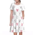thumbnail image 1 of Balery Girl Rabbit Vestidos sueltos de manga corta para mujer, vestidos de verano 2025, vestidos casuales de corte A con vuelo., 1 of 6