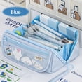 thumbnail image 1 of 9-Layer Large Capacity Pen Bag INS Solid Color Canvas Pencil Case Creative Simple Stationery Storage Pouch Lovely Student Gift Blue, 1 of 6