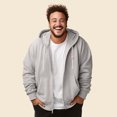 thumbnail image 4 of Dalix Flamingo Embroidered Zip Hoodie Fleece Long Sleeve Pocket Warm Soft Mens in Silver 3XL XXX-Large, 4 of 5