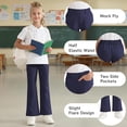 thumbnail image 6 of RUTAYY Girls Flare Pants Elastic Waist with Pockets Trousers Pull On Straight Leg Long Trousers Navy, 6 of 8