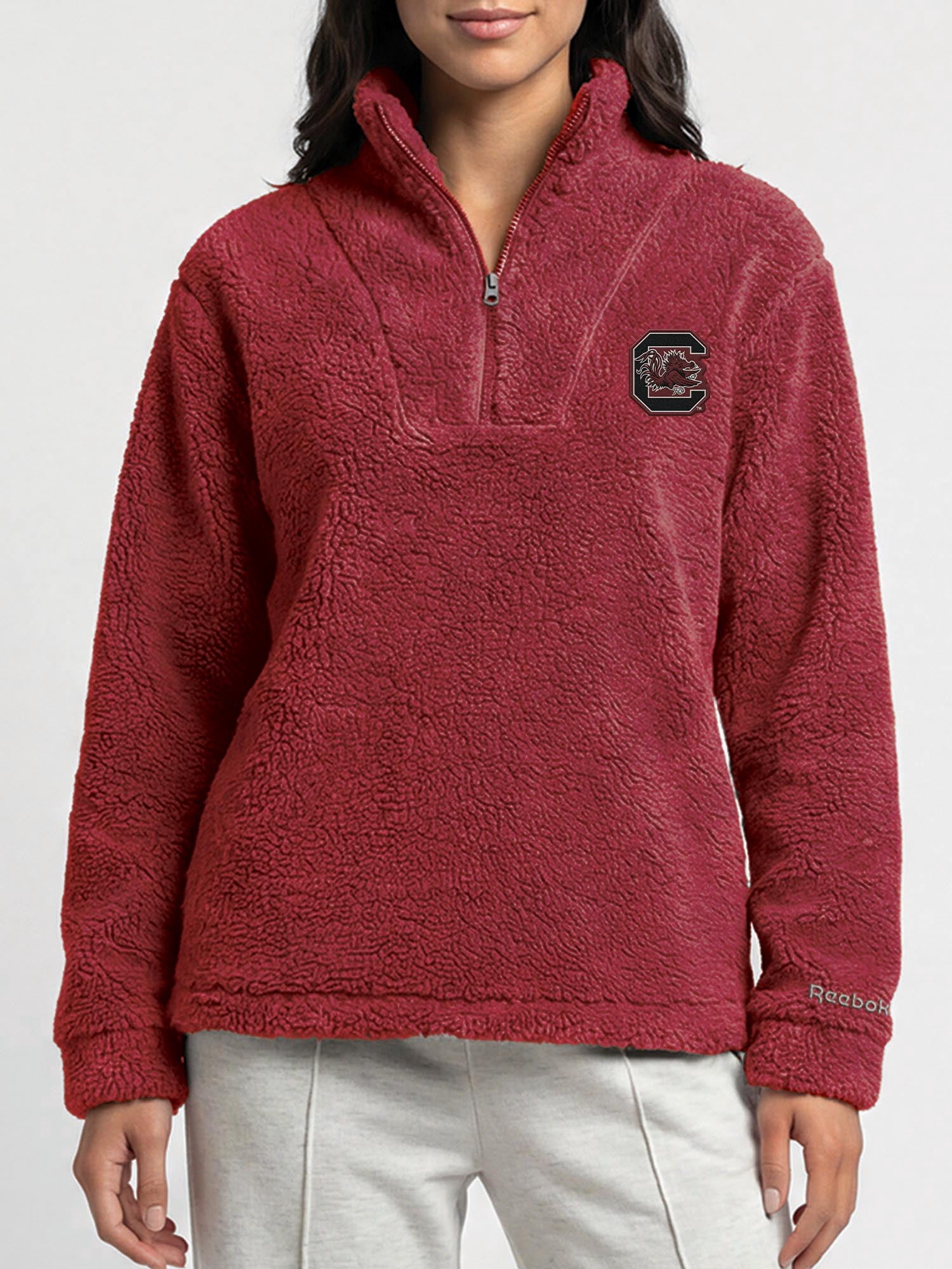 South Carolina Gamecocks Reebok Womens Relaxed Fit Qtr Zip Sherpa Pullover