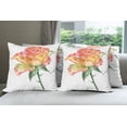 thumbnail image 6 of Ambesonne Rose Throw Pillow Cover 4 Pack, Lively Petals Botany Art, 16", Green Orange Coral, 6 of 7