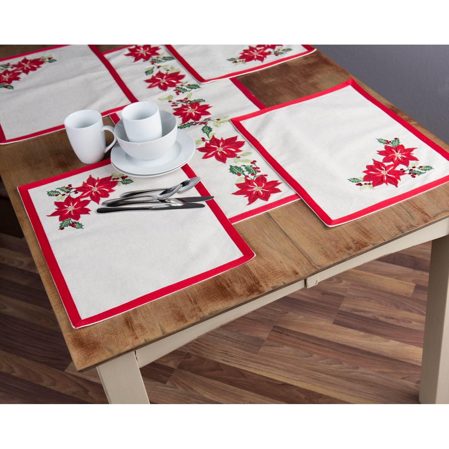 NEW Holiday Time Poinsettia Table Runner 14/" x 72/"