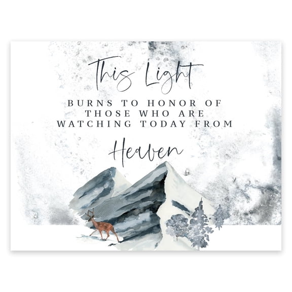 Koyal Wholesale Snowy Woodland Forest Memorial Party Sign “This Light Burns To Honor Those Who” 8x11