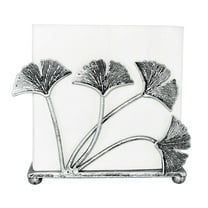 Modern Ginkgo Leaves Design Napkin Holder for Tables, Metal Paper Napkin Storage for Kitchen, Stylish Paper Towel Dispenser, Mail Letter Sorter Rack, Document File Organizer – Silver