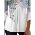 thumbnail image 4 of Gvmfive Women Tops Flared 3/4 Sleeve V Neck Button Down Tunic Tops, 4 of 4