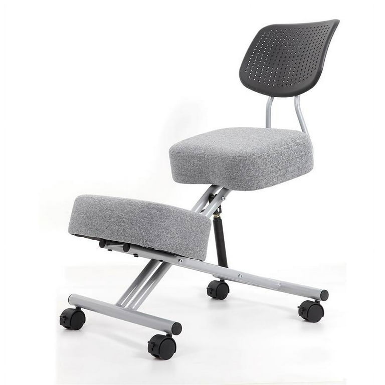Furniture of America Popalo Metal Kneeling Chair with Wheels in Light Gray  
