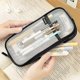 thumbnail image 2 of Grid pencil case with zipper transparent makeup bag cosmetic bag multifunctional travel school teenage girls transparent stationery bag, 2 of 5