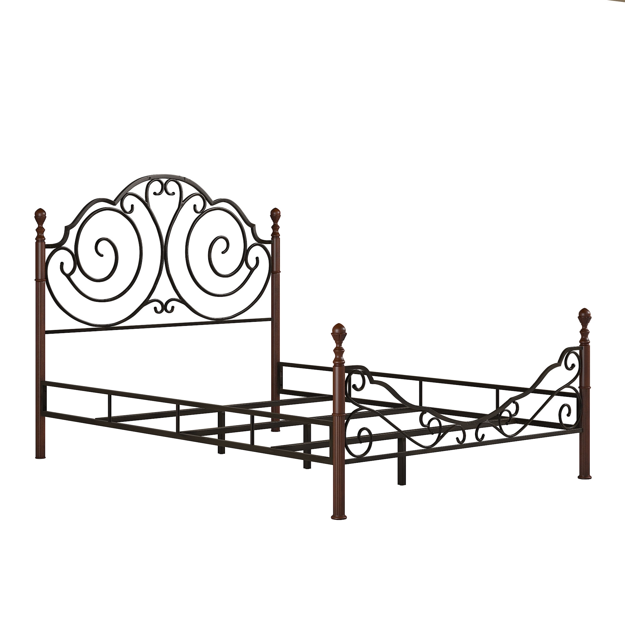 Weston Home Adison Graceful Scroll Bronze Iron Bed, King