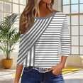 thumbnail image 7 of cocolona Womens Casual Striped Tops Crew Neck 3/4 Sleeve Pullover Shirts Outfits Basic Tees, 7 of 7