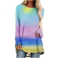 thumbnail image 2 of Qertyioot Hauts de Mode pour Femmes, Blouse Décontractée à Manches Longues Col Rond Imprimé Folk-custom, 2 of 5
