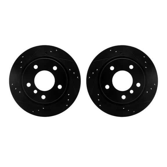 Dynamic Friction Company Rear Brake Rotors-Drilled and Slotted-Black 8002-31078