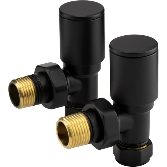 Angled Radiator Valves for Towel Warmers Black 15mm