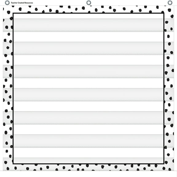 Teacher Created Resources Black Painted Dots on White 7 Pocket Chart, 28" x 28"