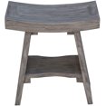 thumbnail image 1 of Compact Rectangular Teak Shower / Outdoor Bench with Shelf in Coquina Finish, 1 of 1