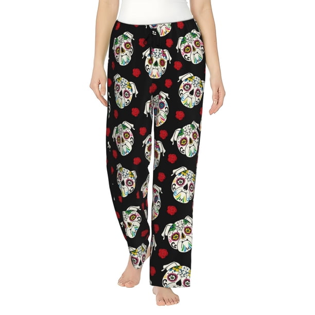 Balery PUG Pantalones de pijama para mujer, pijamas ultraligeros, pantalones de estar por casa-Medium