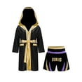 thumbnail image 2 of Yhong Kids Boys Boxing Costume Halloween Boxer Cosplay Dress Up Satin Boxing Robe with Belt and Shorts Set Light Purple&Gold 14, 2 of 6