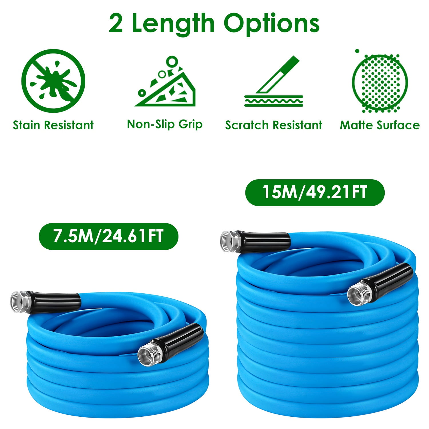 iMounTEK 25ft/50ft Heavy Duty Garden Hose 5/8" Flexible PVC Water Hose Leak-Resistant Kink-Free All-weather Burst 500PSI