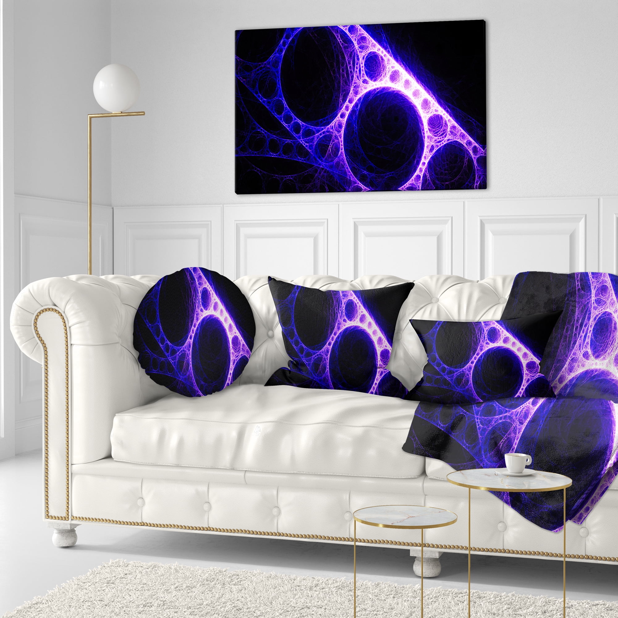 Designart Purple Metal Construction - Abstract Throw Pillow - 12x20