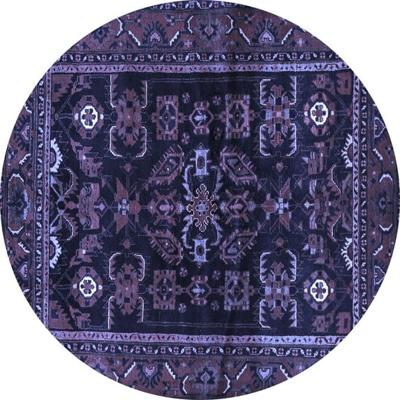 Ahgly Company Machine Washable Indoor Round Persian Blue Traditional Area Rugs, 6' Round