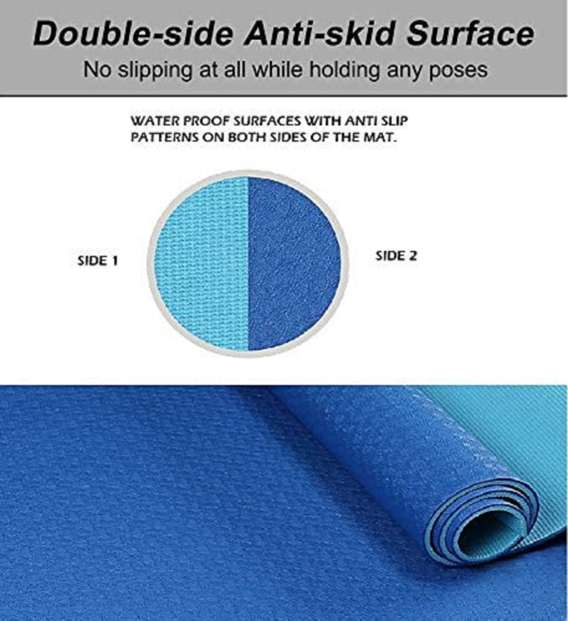 Bestzo HPE Yoga Mats-72"x 24", 1/4" Thick  Workout Mat for Yoga Fitness HPE Exercise Pilates Mat with Carrying Strap