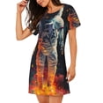 thumbnail image 2 of Hirioo Astronaut Cosmic Rainbow for Women’s Nightdress Comfortable Short Sleeve Nightwear Casual Sleep Dress, 2 of 6