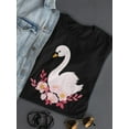 thumbnail image 3 of Beautiful Floral Swan Cartoon T-Shirt Women -Image by Shutterstock, Female Large, 3 of 4