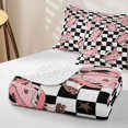 thumbnail image 4 of Erosebridal Pink Cow Spot Cowboy Boot Quilt King for Girls, Checkerboard Grid King Coverlet Set, 3 Pieces, 4 of 7