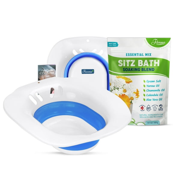 Sitz Bath Soak Kit 2-in-1 Seat with Epsom Salt Blend by Fivona