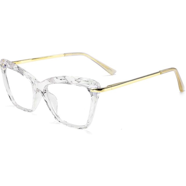 -Crystal ClearGafas de ojo de gato con montura y lentes transparentes para mujer B2440